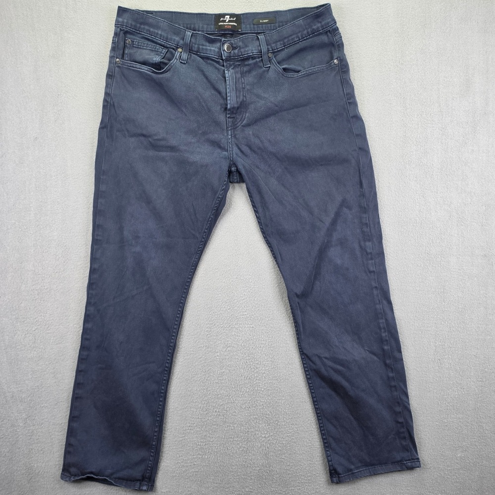 7 For All Mankind Slimmy Luxe Performance Plus Jeans Navy Blue 36 Cotton